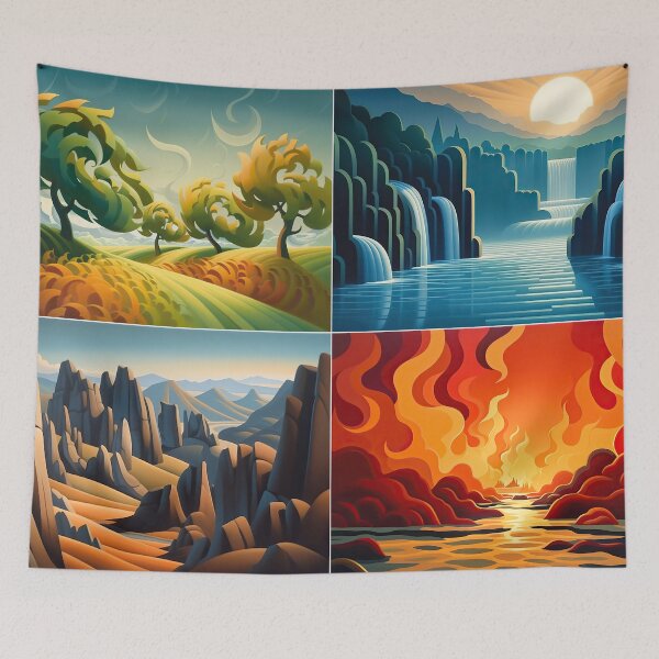 Item preview, Four Elements Art - Original Artwork Depicting the Four Elements, Air, Water, Earth, Fire. Award winning designer, very high resolution. designed and sold by CloudofKnowing.
