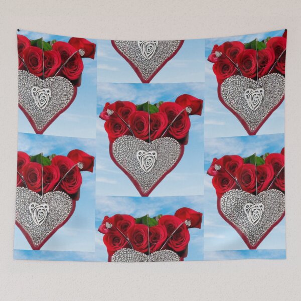 Item preview, Silver heart in red live roses gift from the heart  designed and sold by JaroDesign2023.
