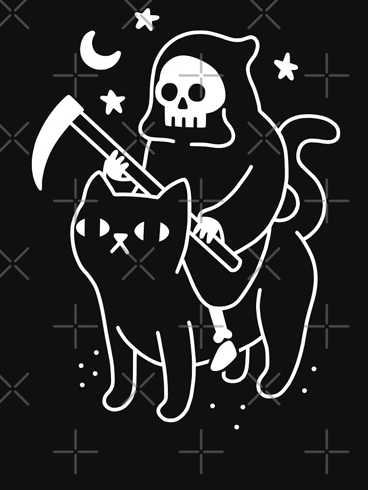 Thumbnail 7 von 7, Classic T-Shirt, Der Tod reitet auf einer schwarzen Katze designt und verkauft von obinsun.