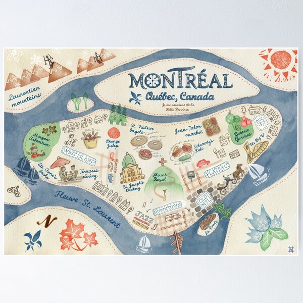 Vista previa del artículo con la obra «Mapa de Montreal, Canadá», diseñado y vendido por kimfleming.