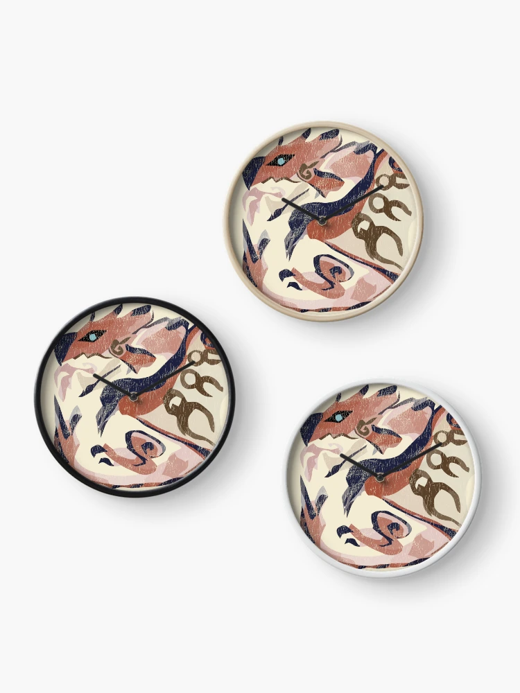 Thumbnail 3 of 4, Clock, Monster Hunter Rise Rathalos designed and sold by StebopDesigns.