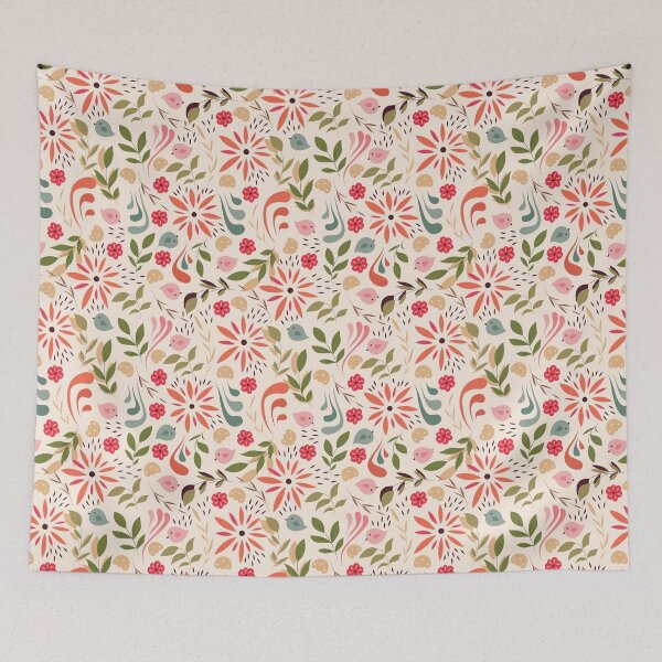 Item preview, Seamless pattern design with little flowers, floral elements, birds designed and sold by BlueLela.