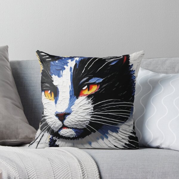 Aperçu de l'œuvre Pintura desenho imitação, gato preto e branco créée et vendue par GirlaineSQ.