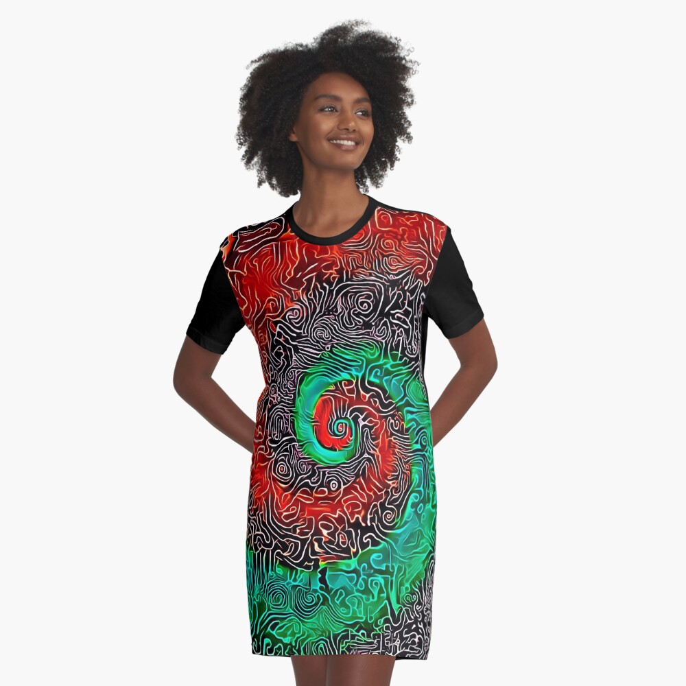 Abstract Golden spiral Graphic T-Shirt Dress