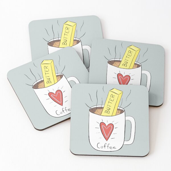Item preview, Coffee with butter stick - funny keto illustration  designed and sold by spiralforest.