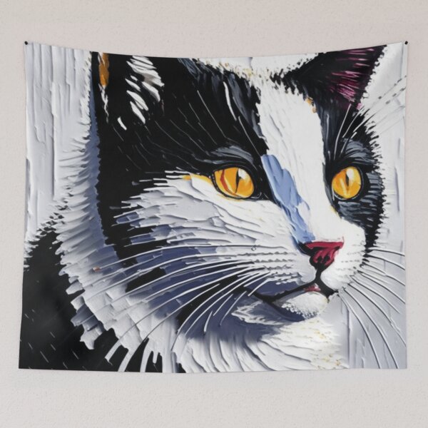 Item preview, Gato preto e branco desenho pintura tinta designed and sold by GirlaineSQ.
