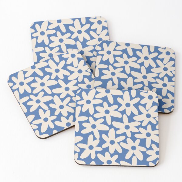 Item preview, Daisy Time Cute Retro Floral Pattern in Summer Blue designed and sold by kierkegaard.