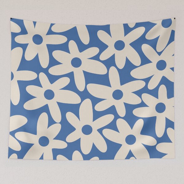 Item preview, Daisy Time Cute Retro Floral Pattern in Summer Blue designed and sold by kierkegaard.