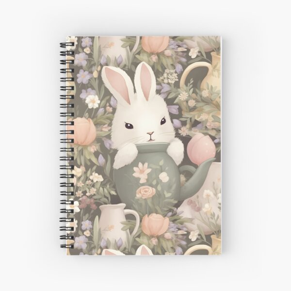 mignon, lapin blanc, aquarelle, illustration Cahier à spirale