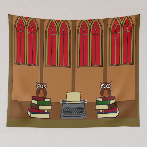 Item preview, Owl Library in front of Stained Glass designed and sold by KyttsyKrafts.