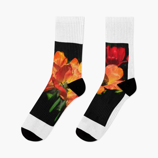 Item preview, Orange tulips on black background designed and sold by olena2552.
