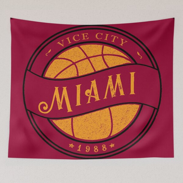 Item preview, Miami basketball vintage logo red designed and sold by KMA Home Design.