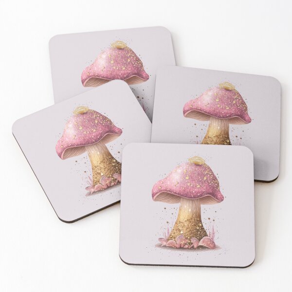 Item preview, Glittery Gold + Pink Mushroom designed and sold by CeeJBeeCreates.