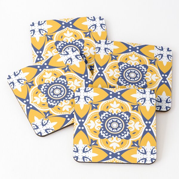Item preview,  Yellow, Blue and white Azulejo pattern designed and sold by FK-UK.