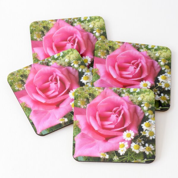 Item preview, Hot Pink Rose and White Daisies Photograph designed and sold by ArtVixen.