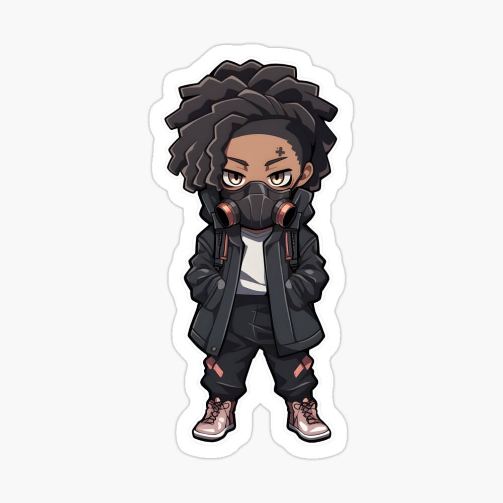 Chibi Anime Boy with Streetwear and Dreads Sticker