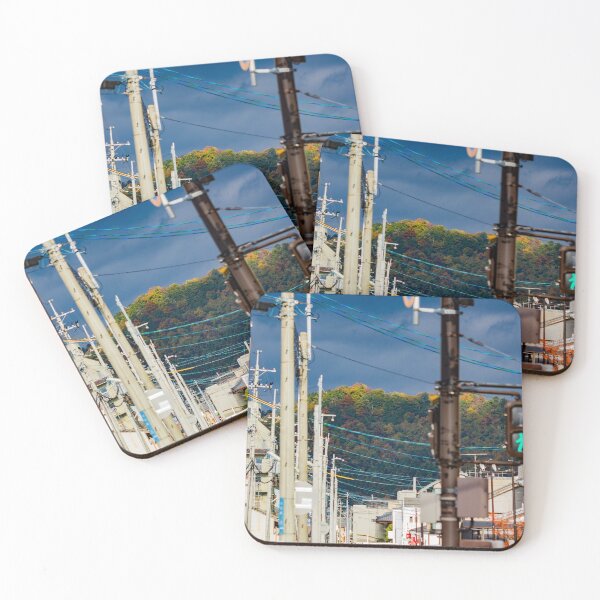 Item preview, Illuminated hilltop with dark clouds through a city street designed and sold by Shizenkai.