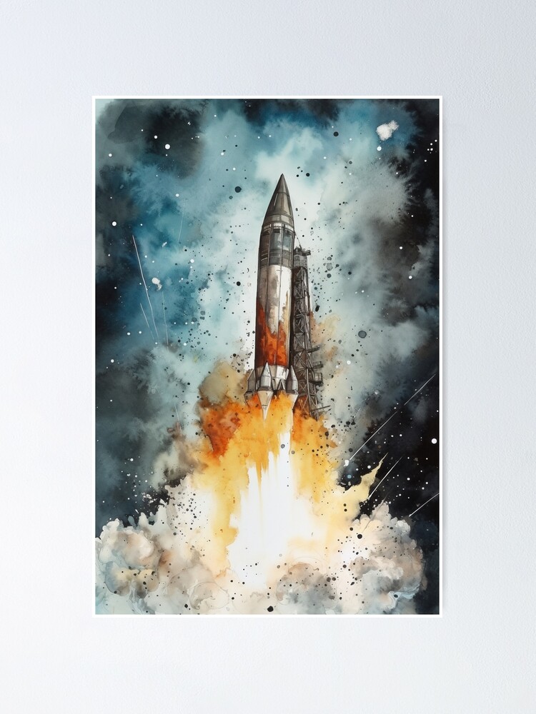 Wall Art Print Space Launch Rocket in Sky, Gifts & Merchandise