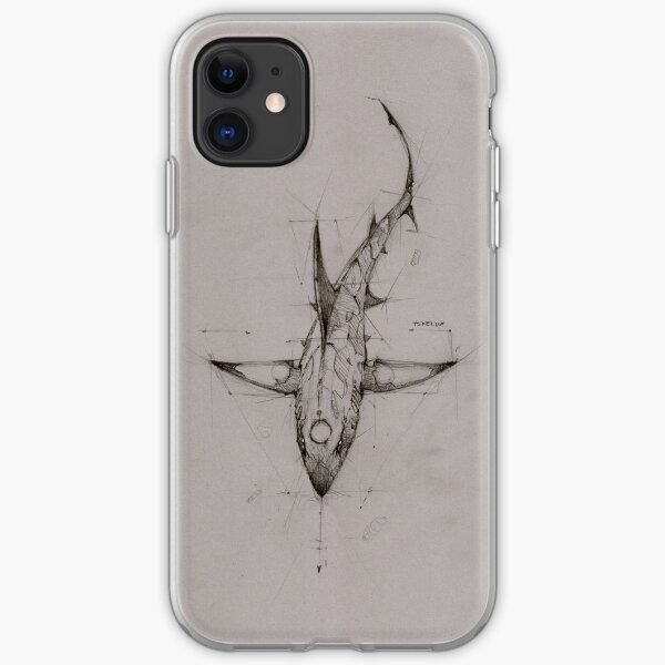 shark sketch drawing psdelux iPhone Soft Case