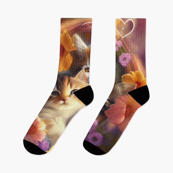 Item preview,  Happy Cute Kittens with Love and Flowers designed and sold by BrandonArtWorld.