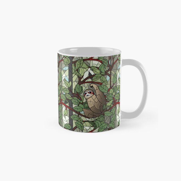 Exquisite Art Deco Stained Glass Sloth Pattern | Enchanting Forest Design Classic Mug