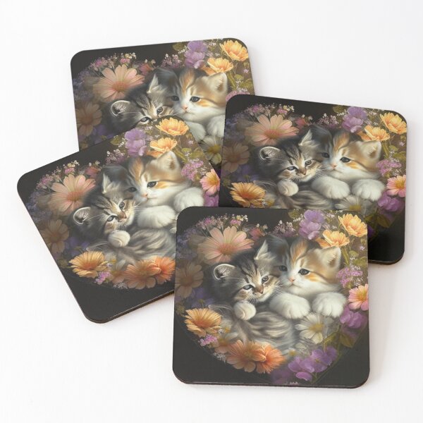 Item preview,  Happy Cute Kittens with Love and Flowers designed and sold by BrandonArtWorld.