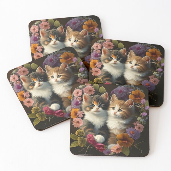 Item preview,   Happy Cute Kittens with Love and Flowers designed and sold by BrandonArtWorld.