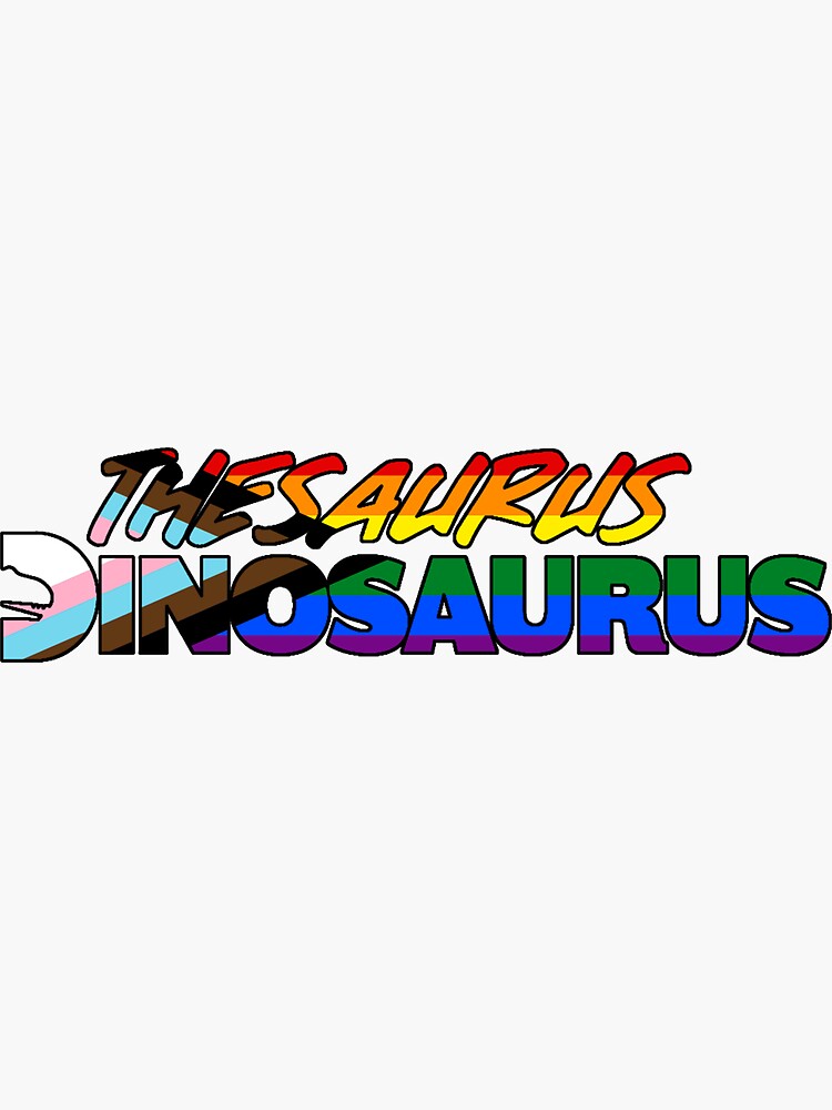 "Thesaurus Dinosaurus Pride Nameplate" Sticker for Sale by Curtis