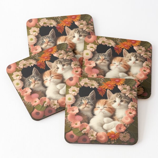 Item preview, Happy Cute Kittens with Love and Flowers designed and sold by BrandonArtWorld.