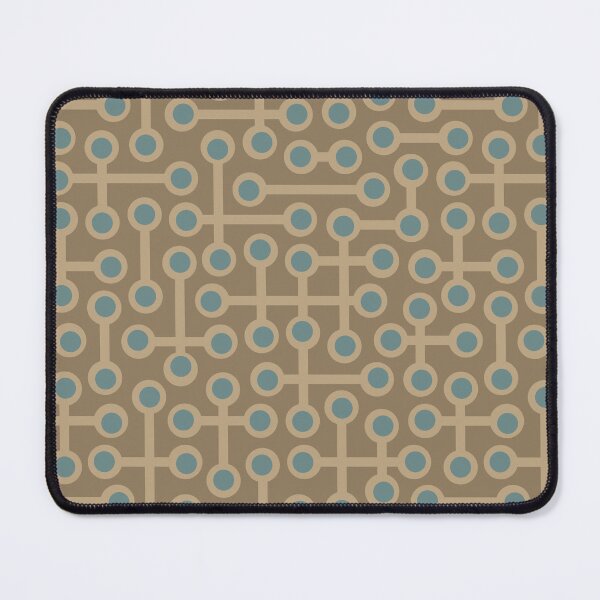 Item preview, CIRCUITS Retro 1970s Mid Century Abstract Geometric Groovy Polka Dot Pattern - Vintage Powder Blue and Beige on Neutral Sand Brown - UnBlink Studio by Jackie Tahara designed and sold by Jackie Tahara of UnBlink Studio.