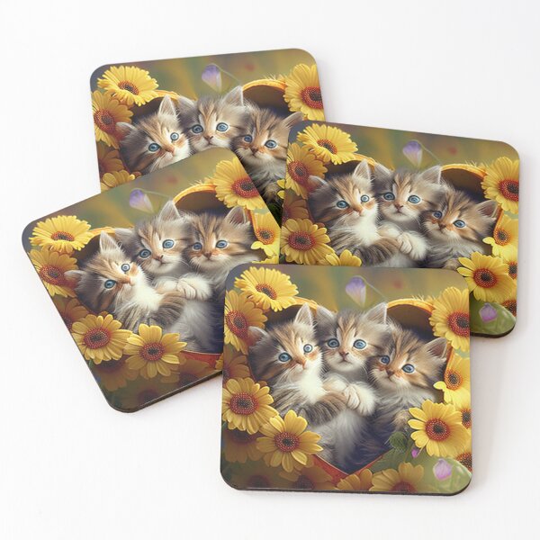 Item preview, Happy Cute Kittens with Love and Flowers designed and sold by BrandonArtWorld.