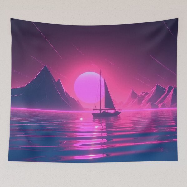 Item preview, Sunset Sail: A Vaporwave Expedition on the High Seas designed and sold by Mullet Monkey.