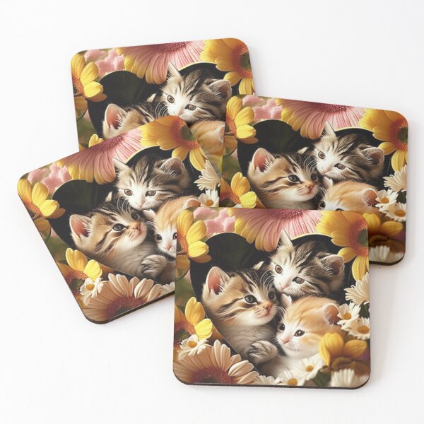 Item preview,  Happy Cute Kittens with Love and Flowers designed and sold by BrandonArtWorld.