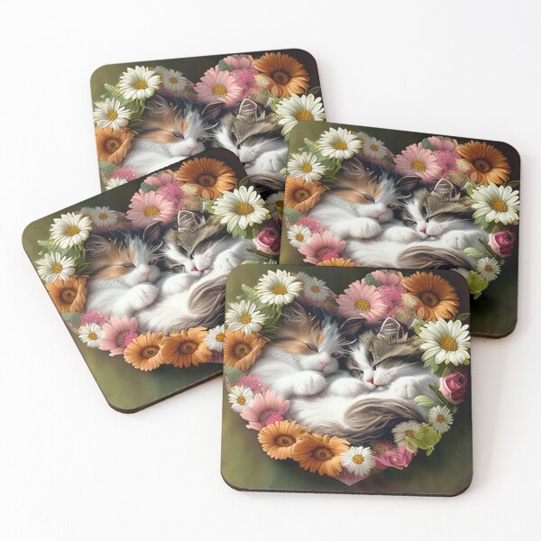 Item preview,  Happy Cute Kittens with Love and Flowers designed and sold by BrandonArtWorld.
