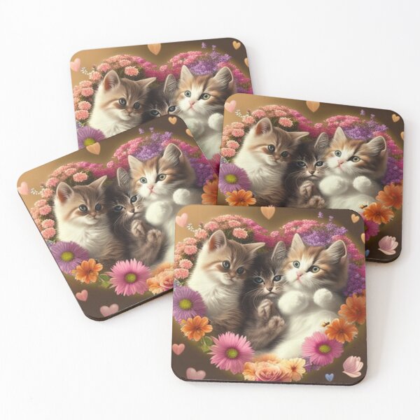 Item preview, Happy Cute Kittens with Love and Flowers designed and sold by BrandonArtWorld.