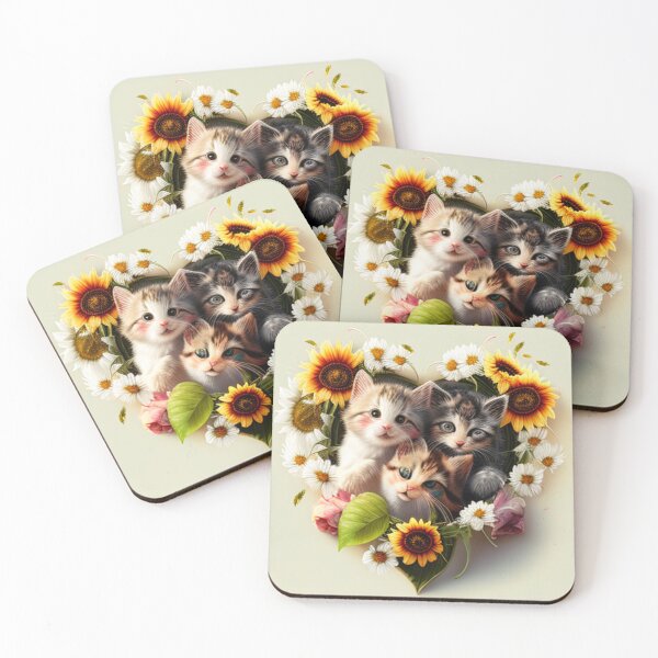 Item preview,  Happy Cute Kittens with Love and Flowers designed and sold by BrandonArtWorld.