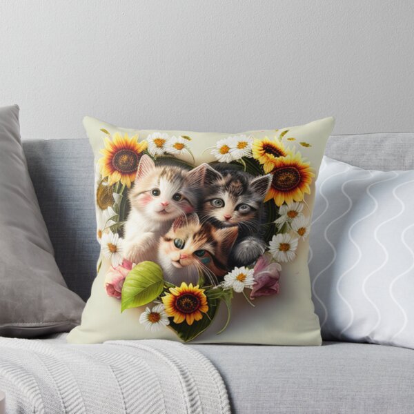 Item preview,  Happy Cute Kittens with Love and Flowers designed and sold by BrandonArtWorld.
