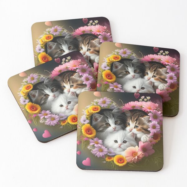 Item preview, Happy Cute Kittens with Love and Flowers designed and sold by BrandonArtWorld.