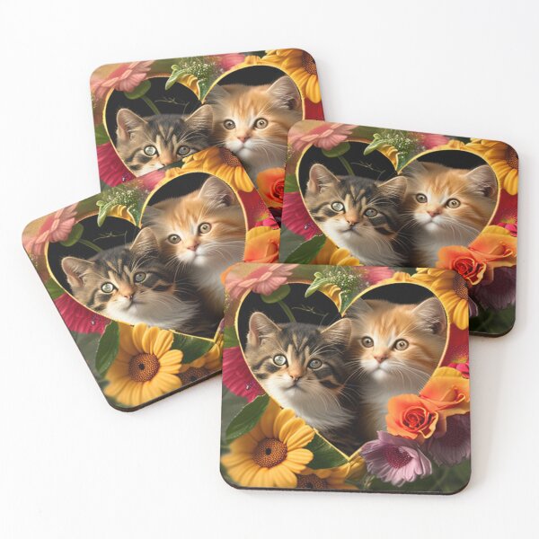 Item preview, Happy Cute Kittens with Love and Flowers designed and sold by BrandonArtWorld.