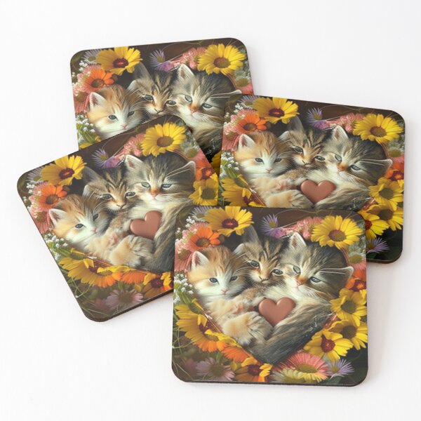 Item preview, Happy Cute Kittens with Love and Flowers designed and sold by BrandonArtWorld.