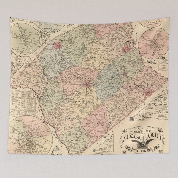 Item preview, Vintage Anderson County SC Map (1897) designed and sold by BravuraMedia.