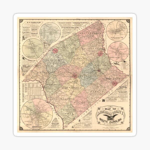 Item preview, Vintage Anderson County SC Map (1897) designed and sold by BravuraMedia.