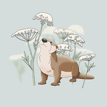 Artwork thumbnail, Otter in Wildflowers by RhondaLuluArt