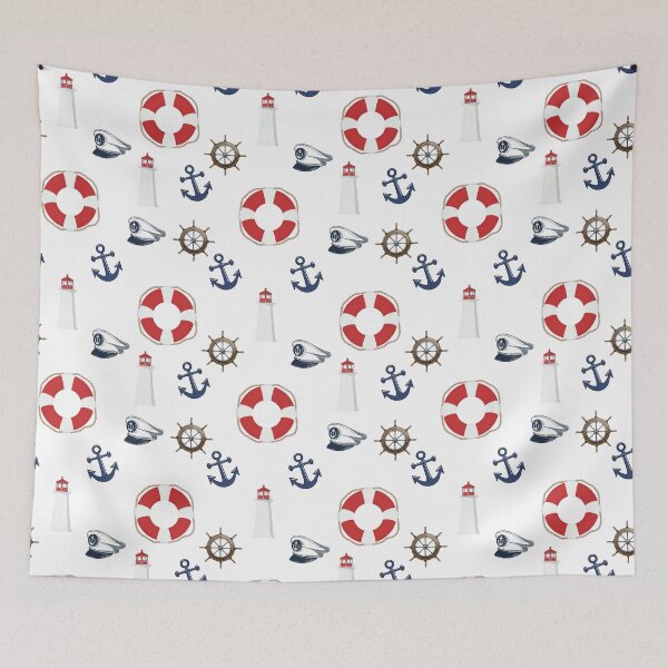 Item preview, Lighthouse and anchor nautical theme design designed and sold by Strictly McCracken.