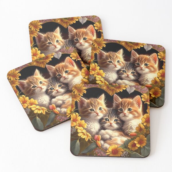 Item preview, Happy Cute Kittens with Love and Flowers designed and sold by BrandonArtWorld.