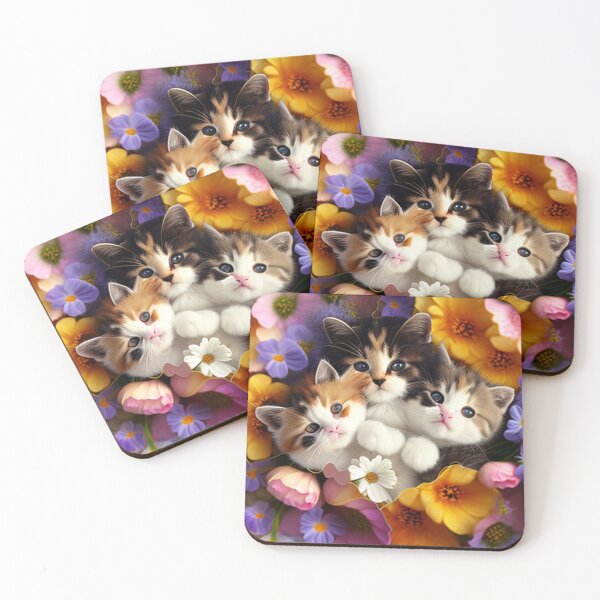 Item preview, Happy Cute Kittens with Love and Flowers designed and sold by BrandonArtWorld.