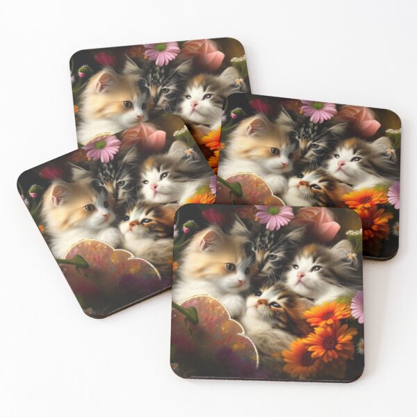Item preview, Happy Cute Kittens with Love and Flowers designed and sold by BrandonArtWorld.