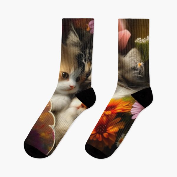 Item preview, Happy Cute Kittens with Love and Flowers designed and sold by BrandonArtWorld.