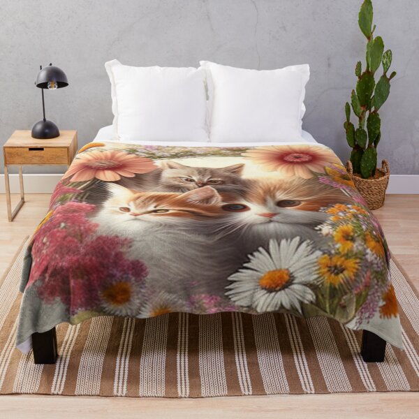 Artikelvorschau, Glückliche süße Kätzchen mit Liebe und Blumen entworfen und verkauft von BrandonArtWorld.