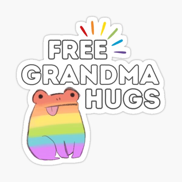 Free Grandma Hugs Frog Sticker